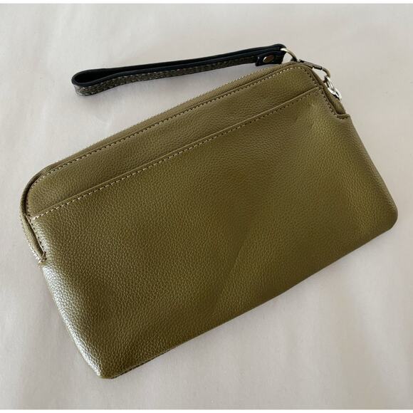 Green and Brown Tignanello Genuine Leather Clutch - Picture 3 of 4